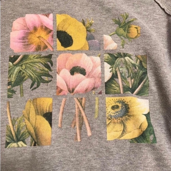 GRAY FLOWERS GRANNY COTTAGE MOM CORE SPRING SWEATSHIRT COLLEGE WEEKEND XL - Picture 2 of 4